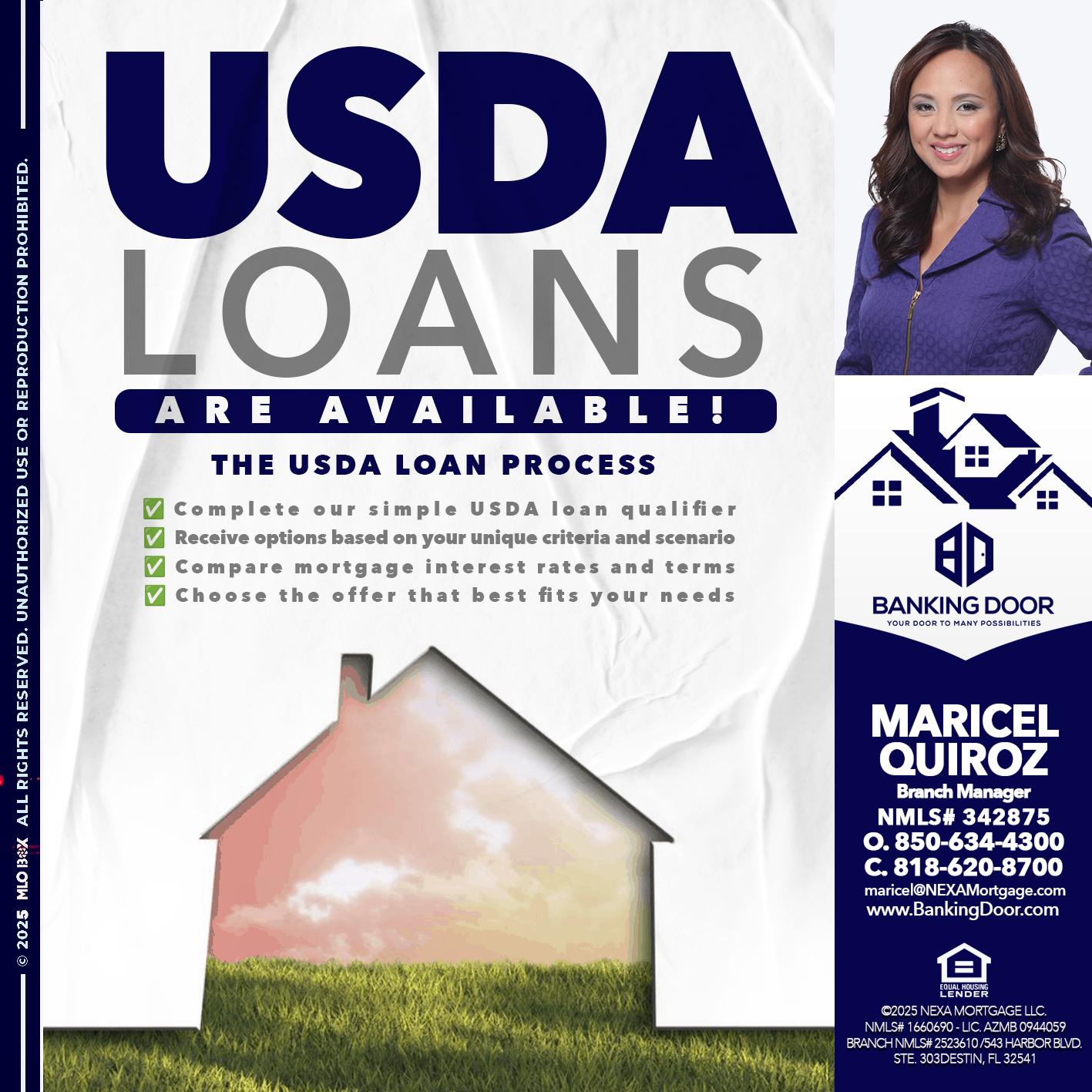 USDA LOANS - Maricel Quiroz -Branch Manager