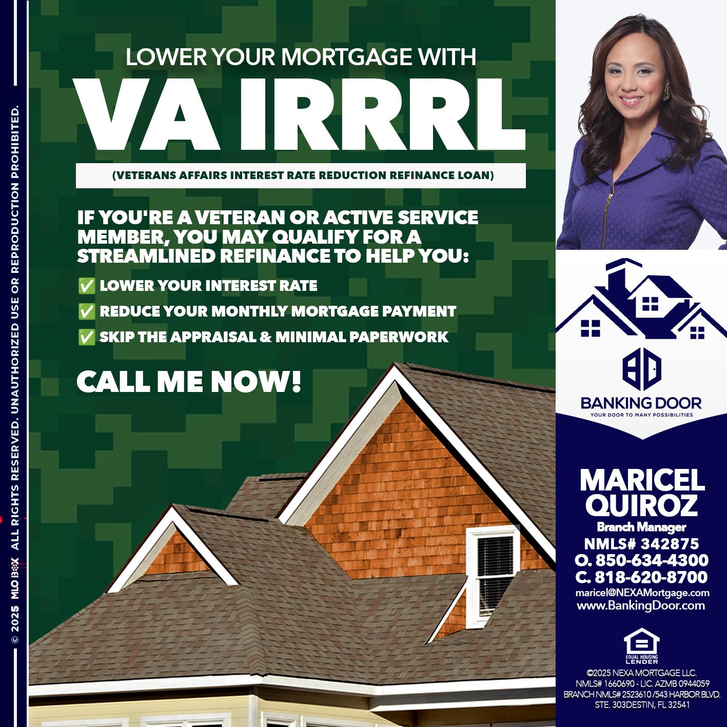 VA IRRRL - Maricel Quiroz -Branch Manager
