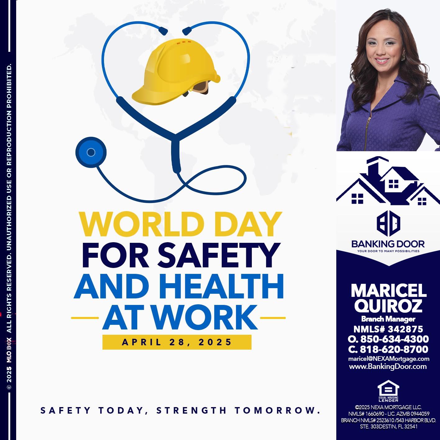WORLD DAY SAFETY AND HEALTH - Maricel Quiroz -Branch Manager