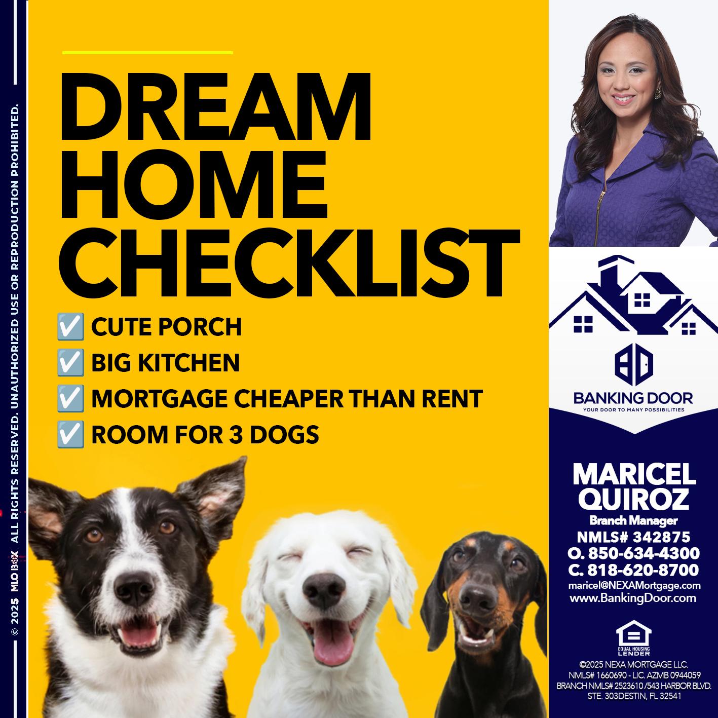 DREAM HOME CHEK LIST - Maricel Quiroz -Branch Manager