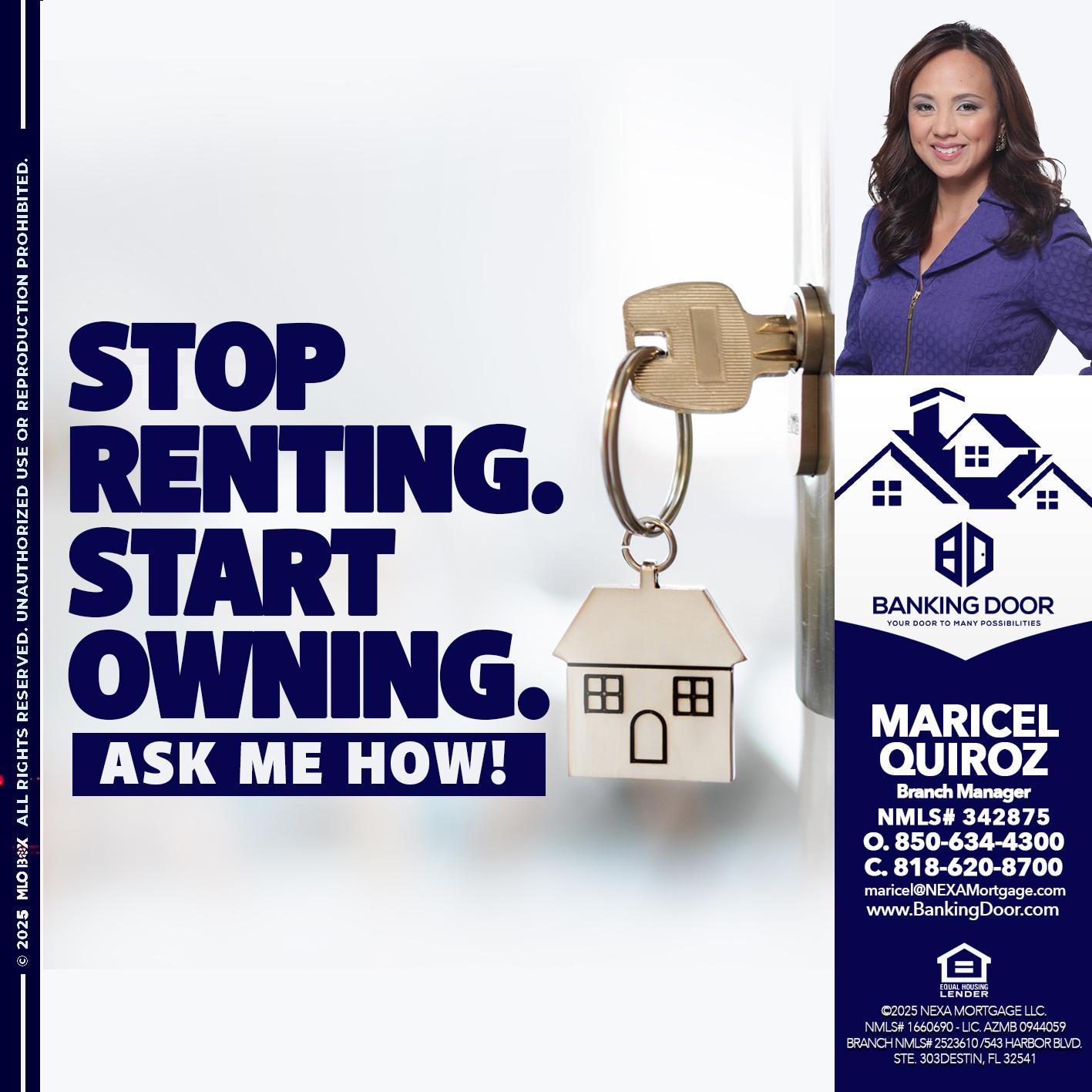 STOP RENTING - Maricel Quiroz -Branch Manager