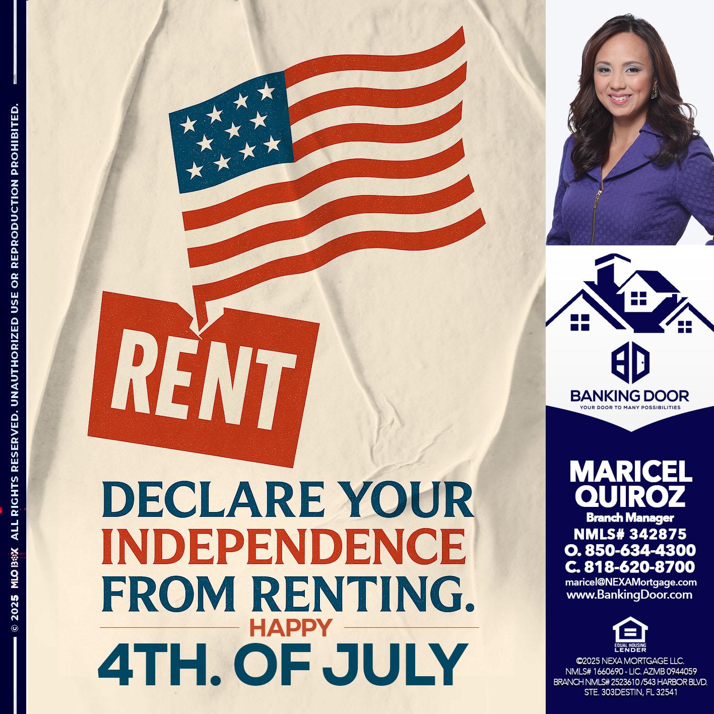 DECLARE YOUR INDEPENDENCE - Maricel Quiroz -Branch Manager