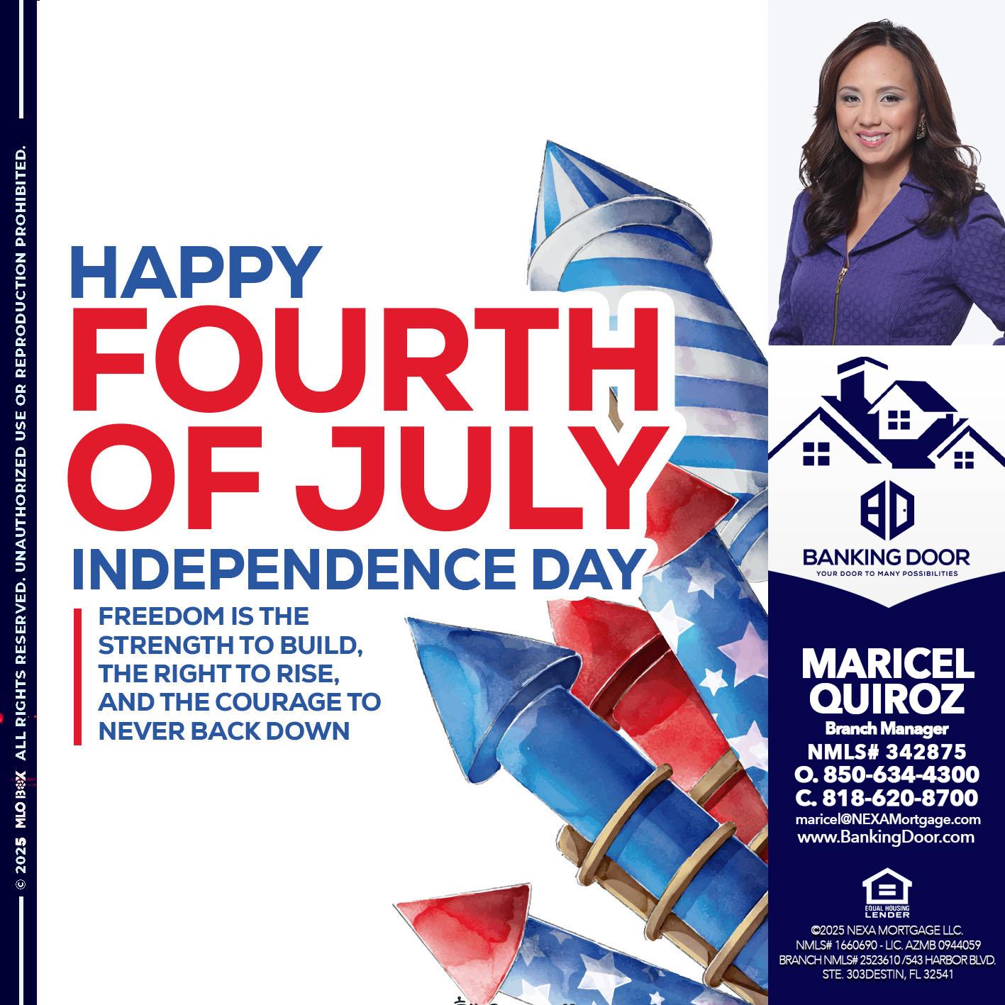 HAPPY FOURTH OF JULY - Maricel Quiroz -Branch Manager