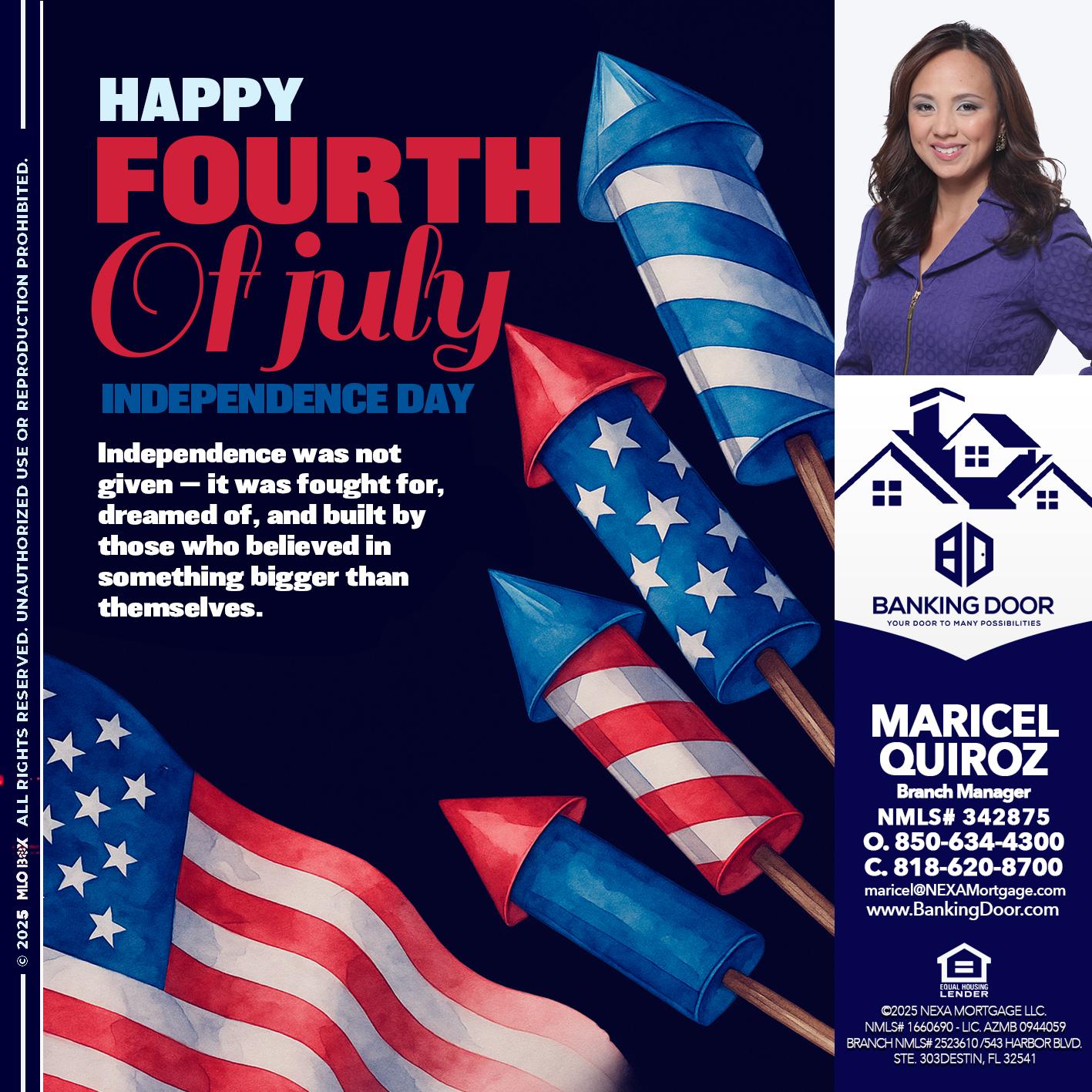 happy fourth - Maricel Quiroz -Branch Manager