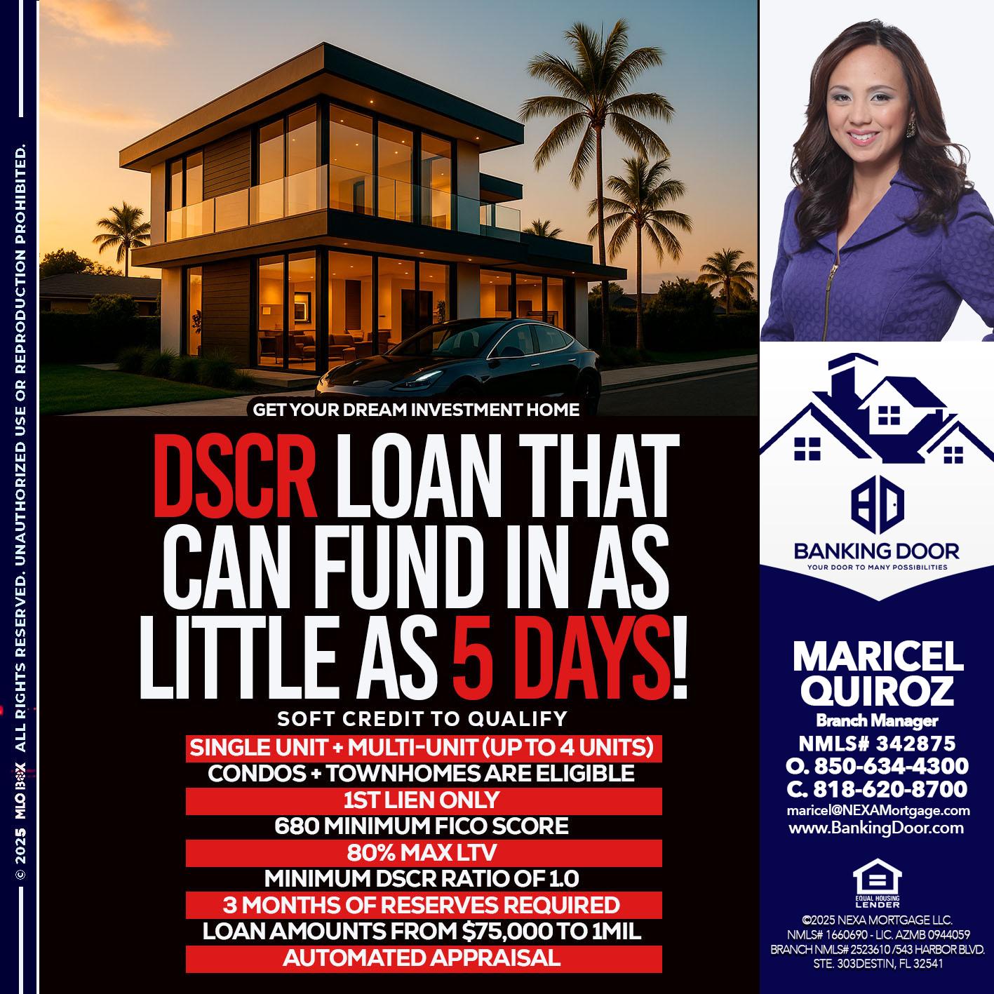 DSCR LOAN - Maricel Quiroz -Branch Manager