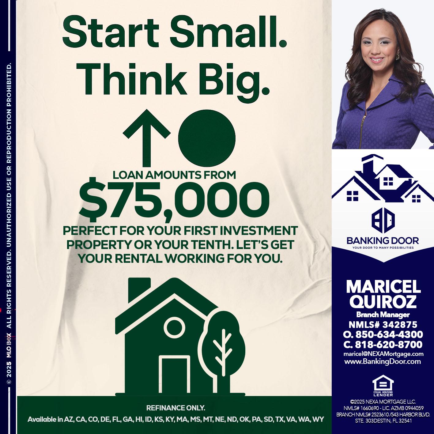 START SMALL - Maricel Quiroz -Branch Manager