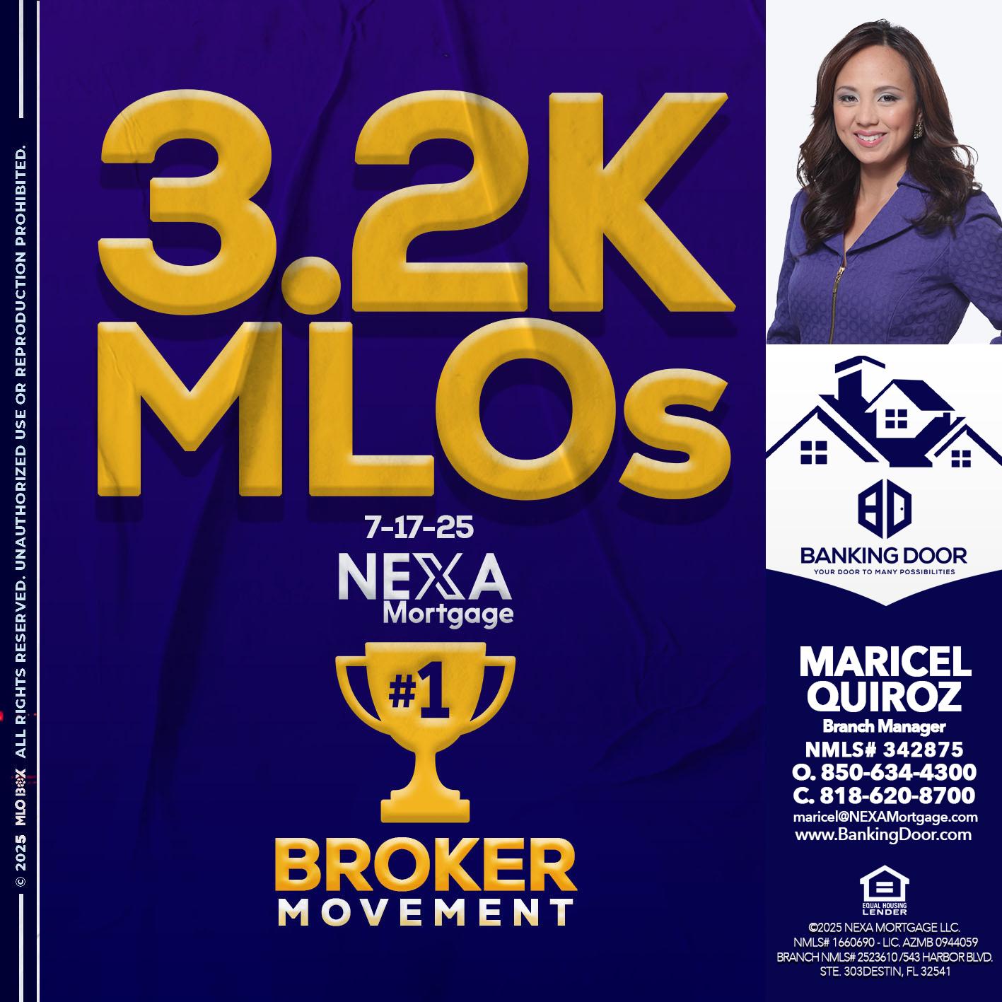 3.2K MLOs - Maricel Quiroz -Branch Manager