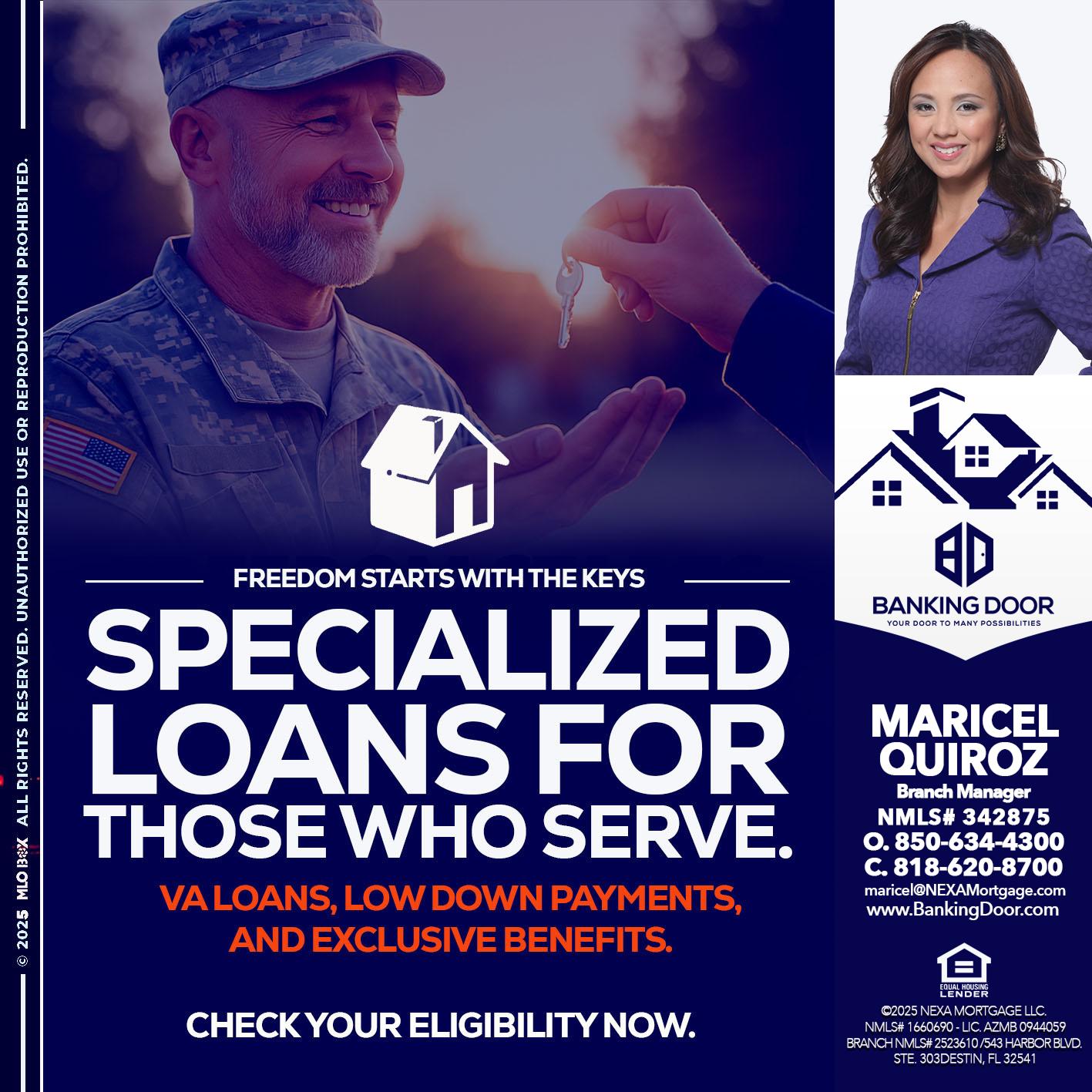 SPECIALIZED LOANS - Maricel Quiroz -Branch Manager