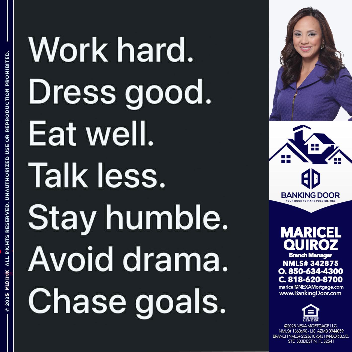 work hard - Maricel Quiroz -Branch Manager