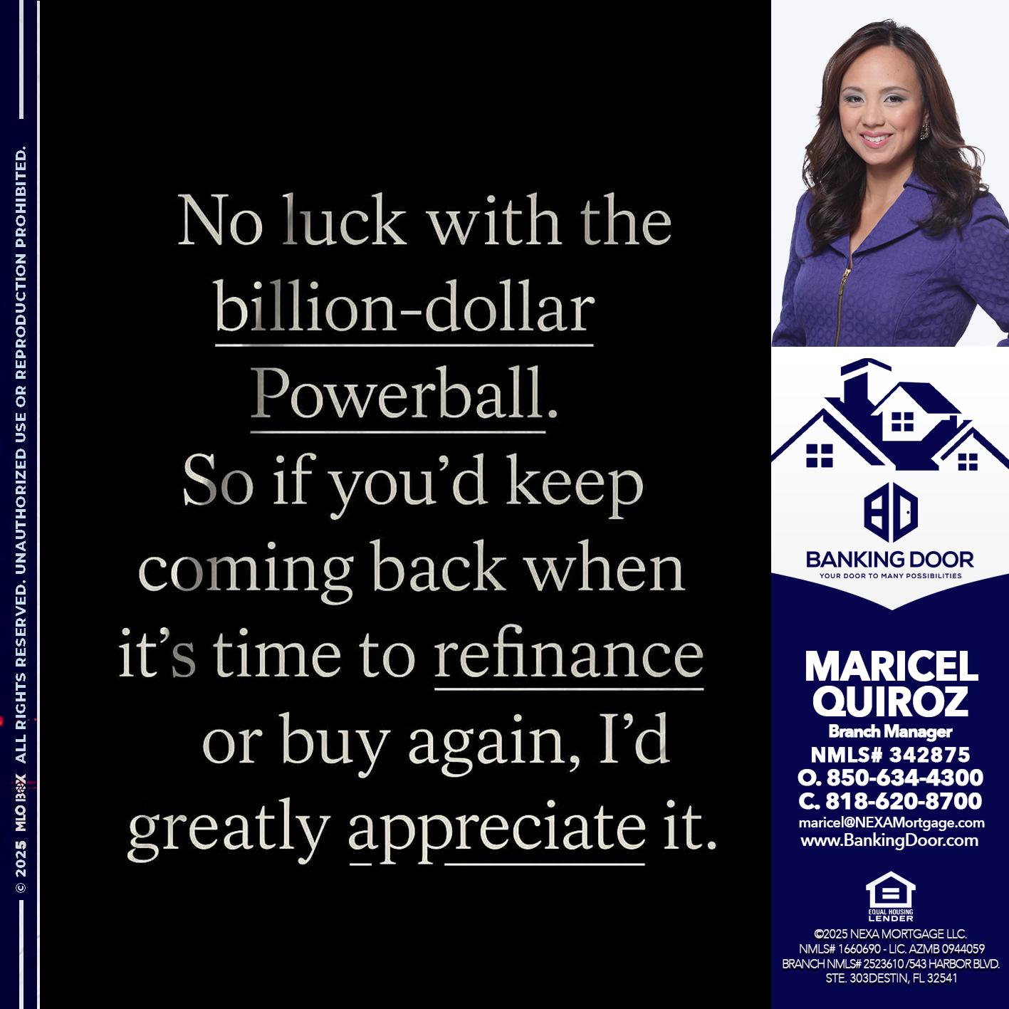 NO LUCK WITH - Maricel Quiroz -Branch Manager