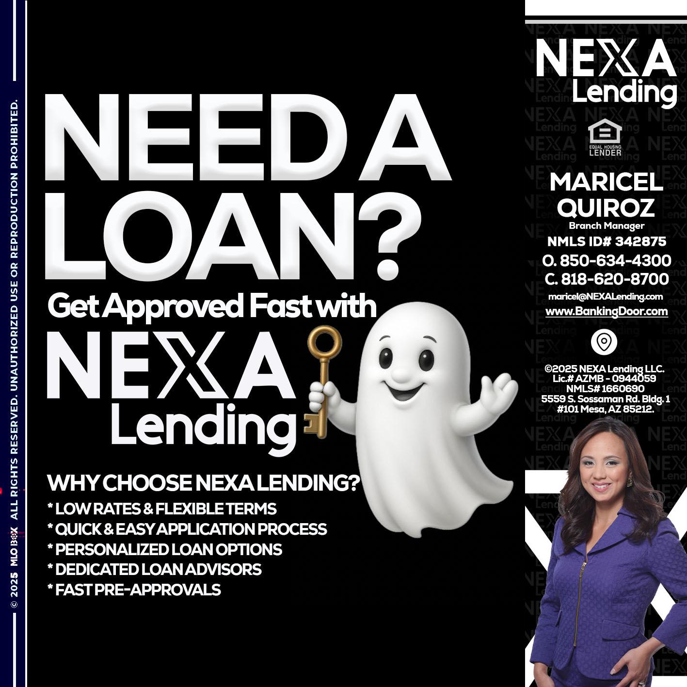 NEED A LOAN? - Maricel Quiroz -Branch Manager