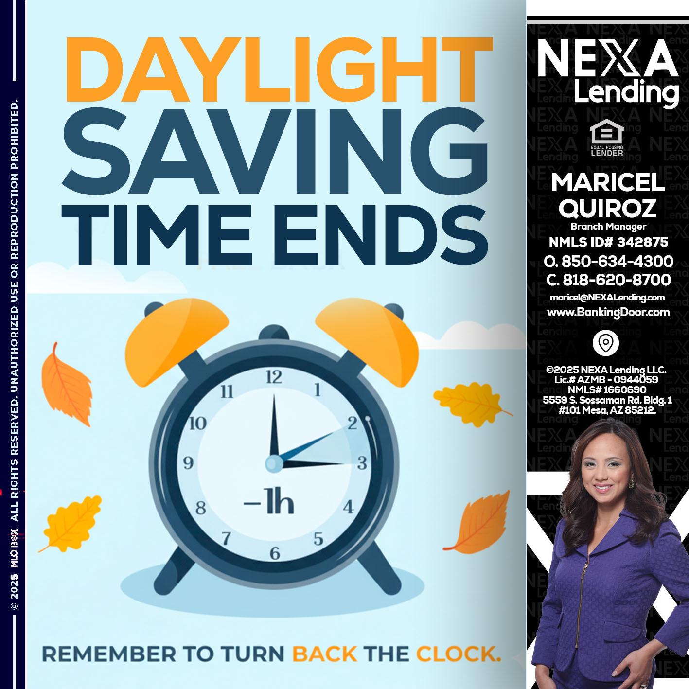 daylight saving - Maricel Quiroz -Branch Manager