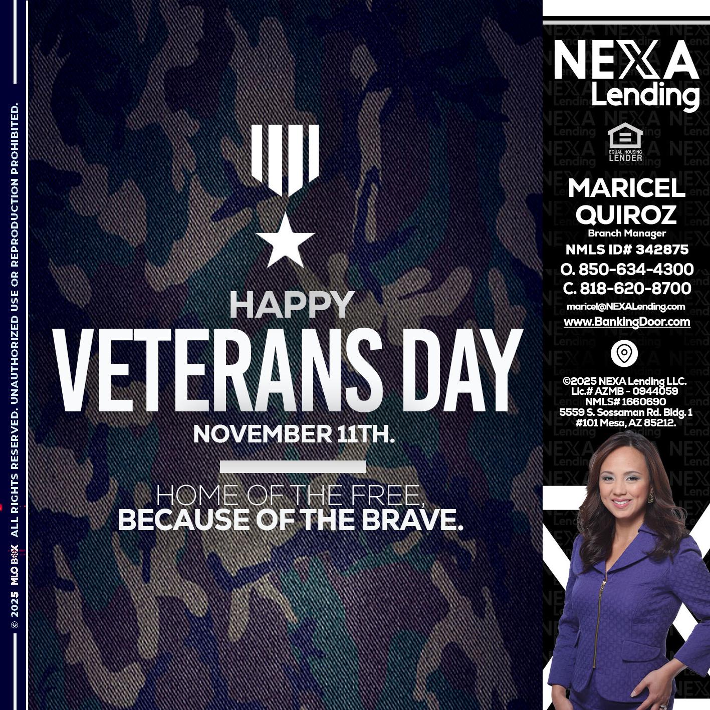 VETERANS DAY - Maricel Quiroz -Branch Manager