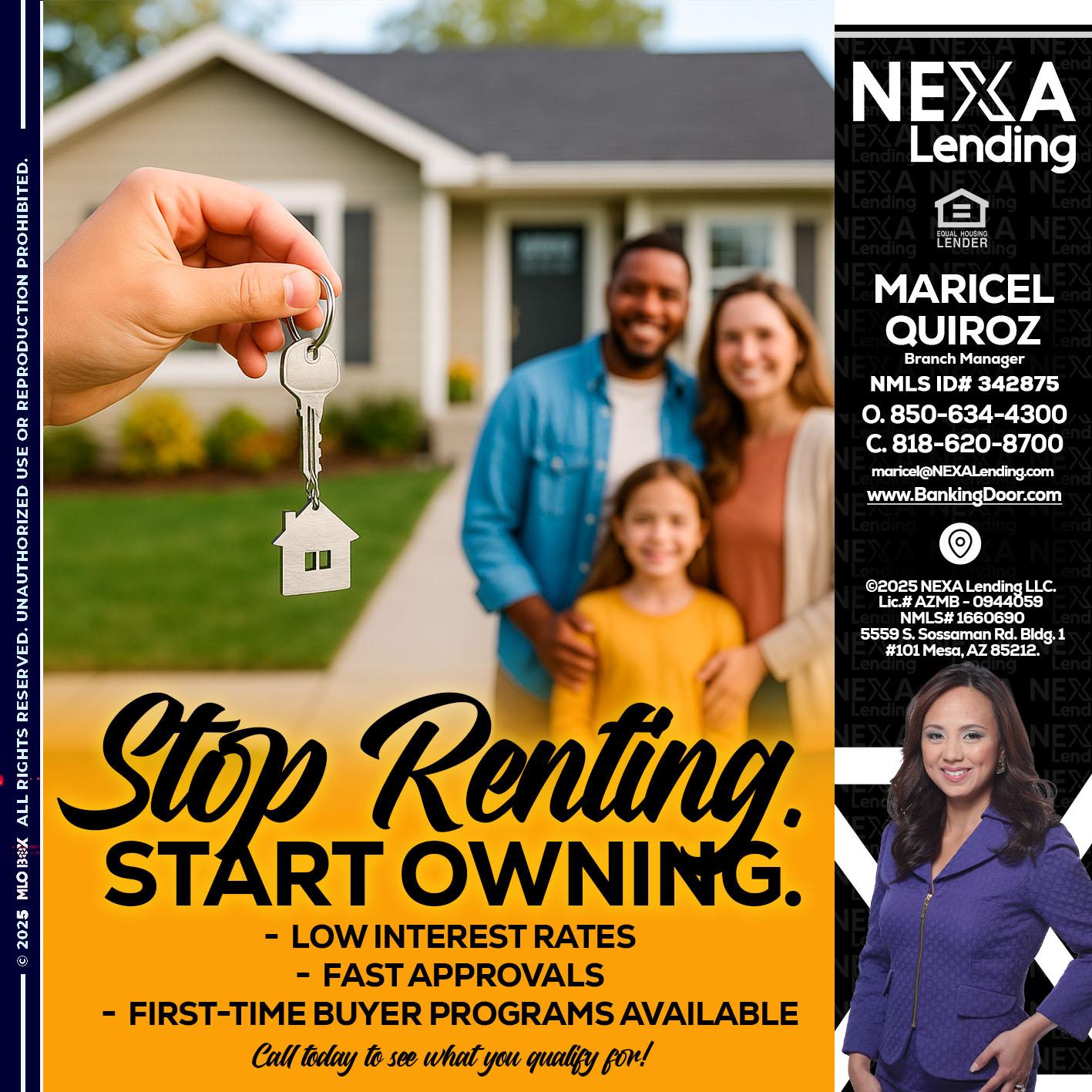 STOP RENTING - Maricel Quiroz -Branch Manager