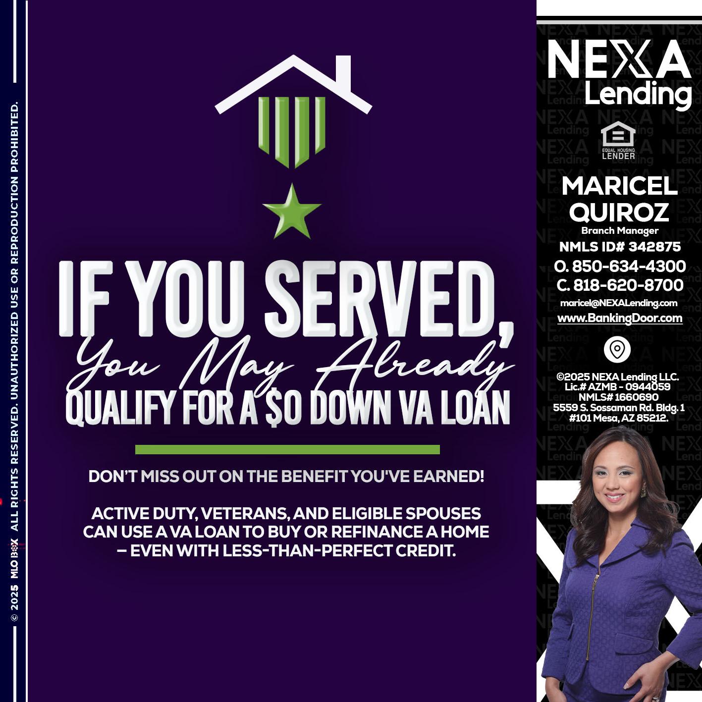 IF YOU SERVED - Maricel Quiroz -Branch Manager