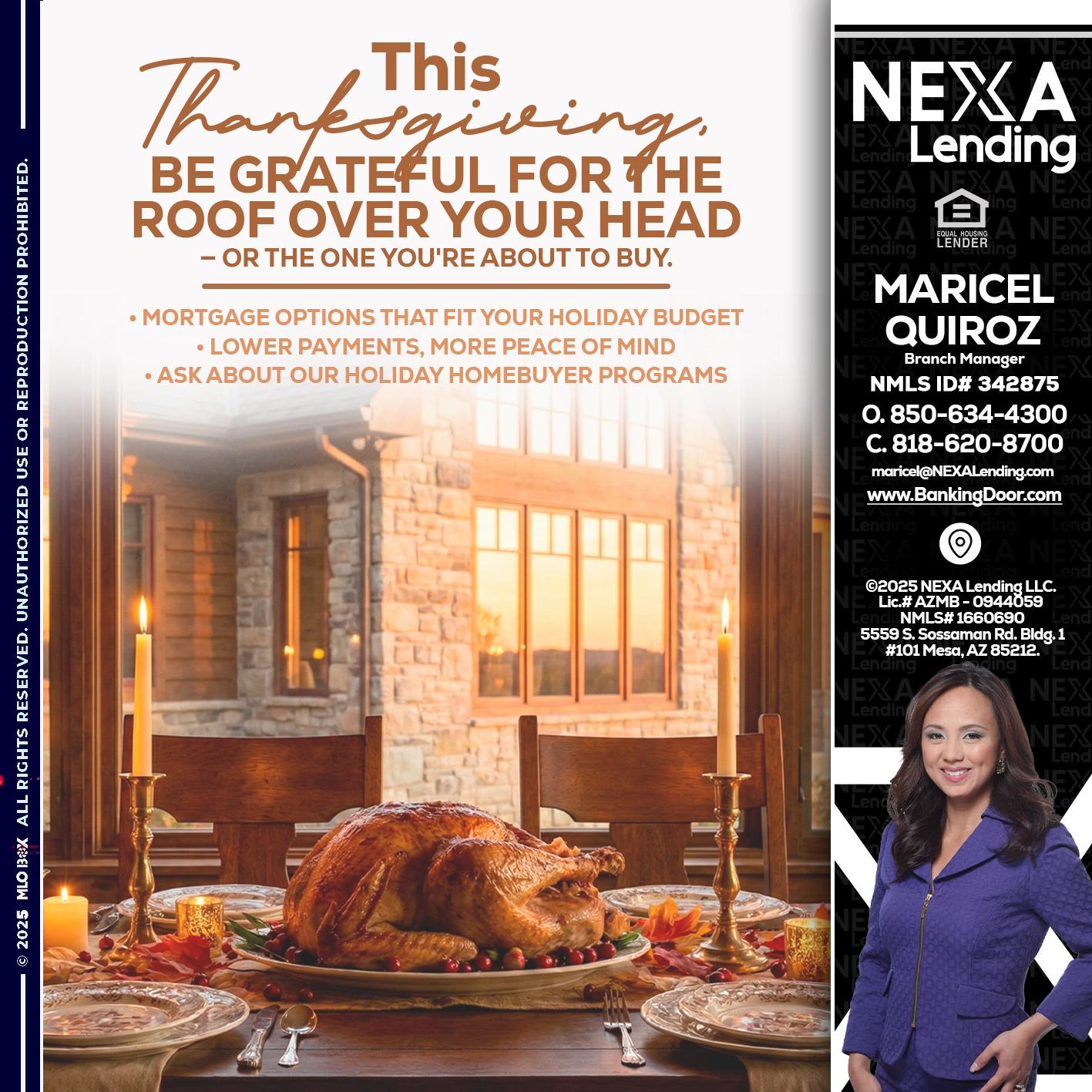THIS THANKSGIVING - Maricel Quiroz -Branch Manager