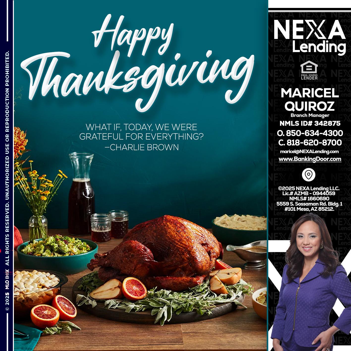 happy Thanksgiving - Maricel Quiroz -Branch Manager