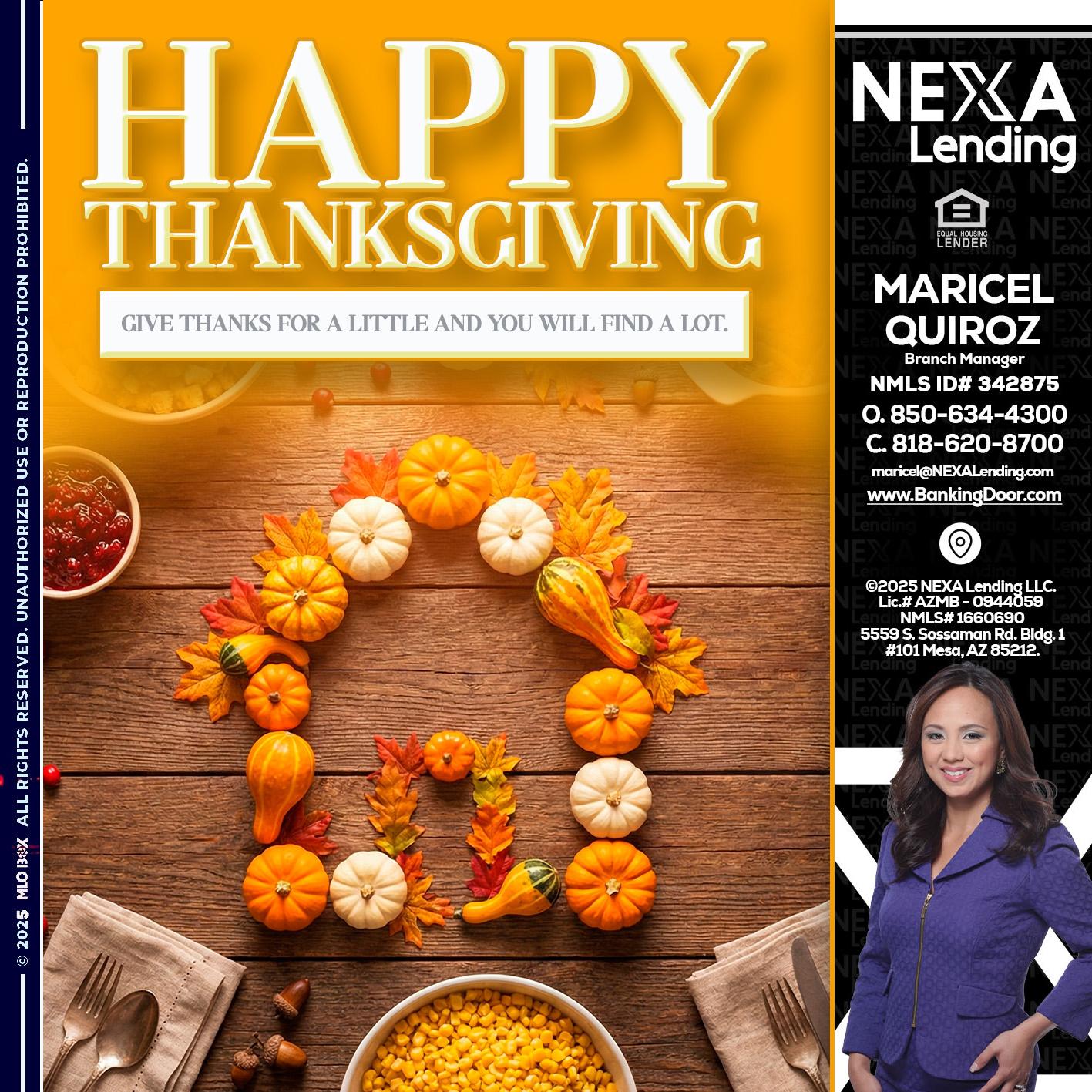 HAPPY THANKSGIVING - Maricel Quiroz -Branch Manager