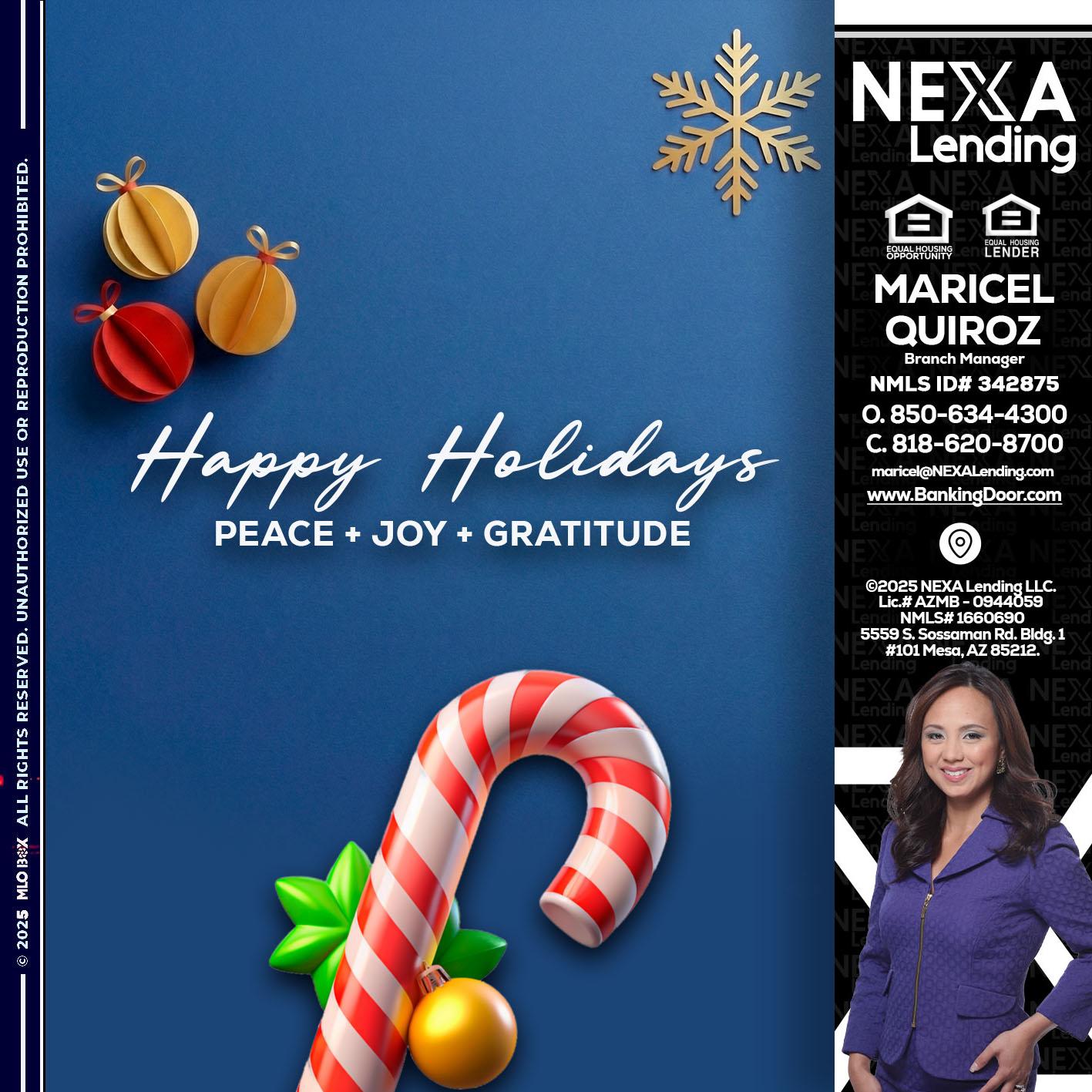 HAPPY HOLIDAYS - Maricel Quiroz -Branch Manager
