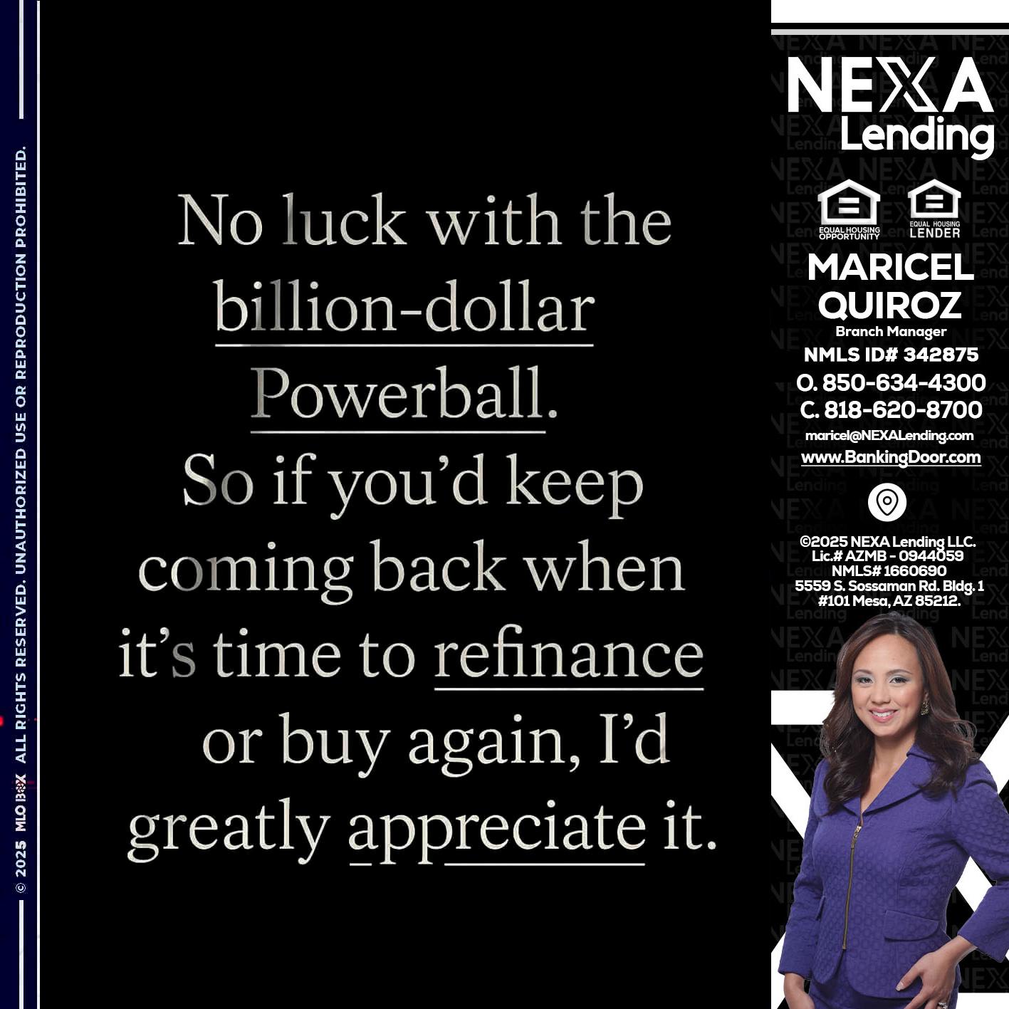 NO LUCK WITH - Maricel Quiroz -Branch Manager