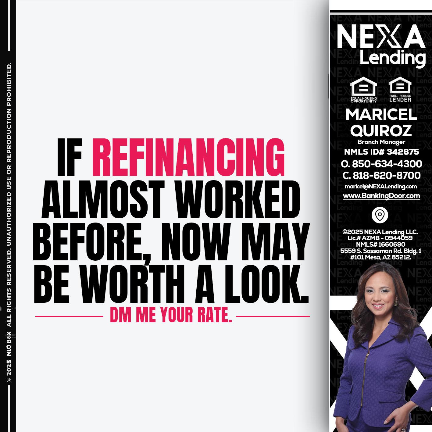 if refinancing - Maricel Quiroz -Branch Manager