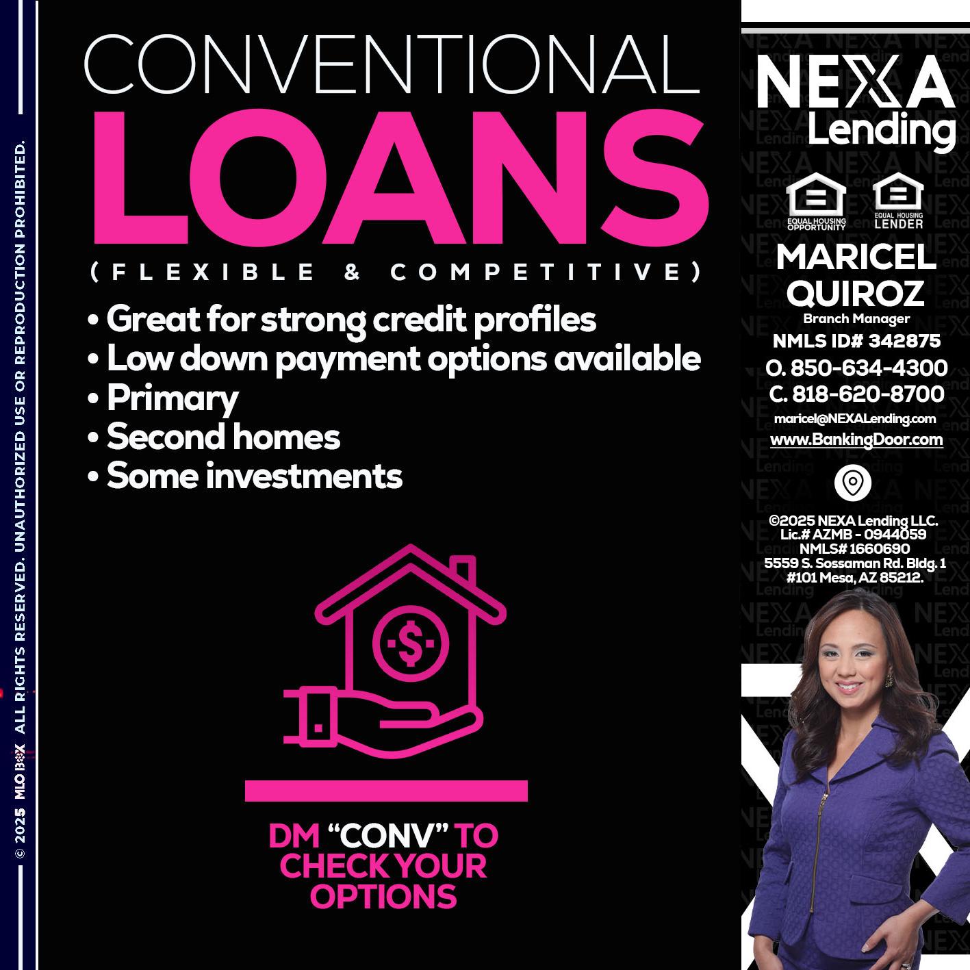 CONVENTIONAL LOANS - Maricel Quiroz -Branch Manager