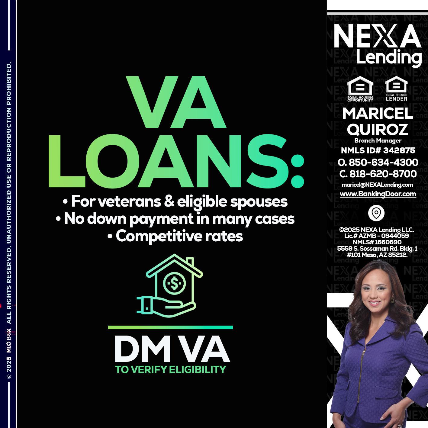 VA LOANS - Maricel Quiroz -Branch Manager