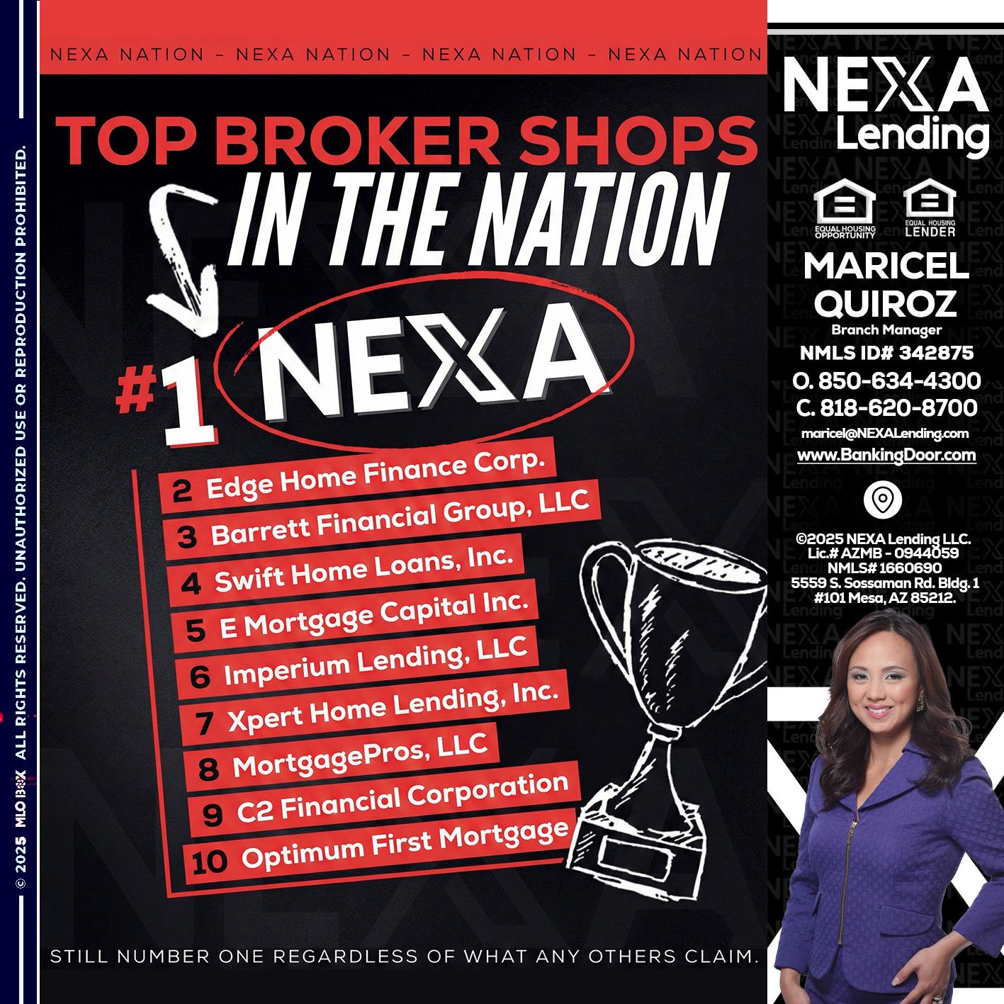 top broker - Maricel Quiroz -Branch Manager