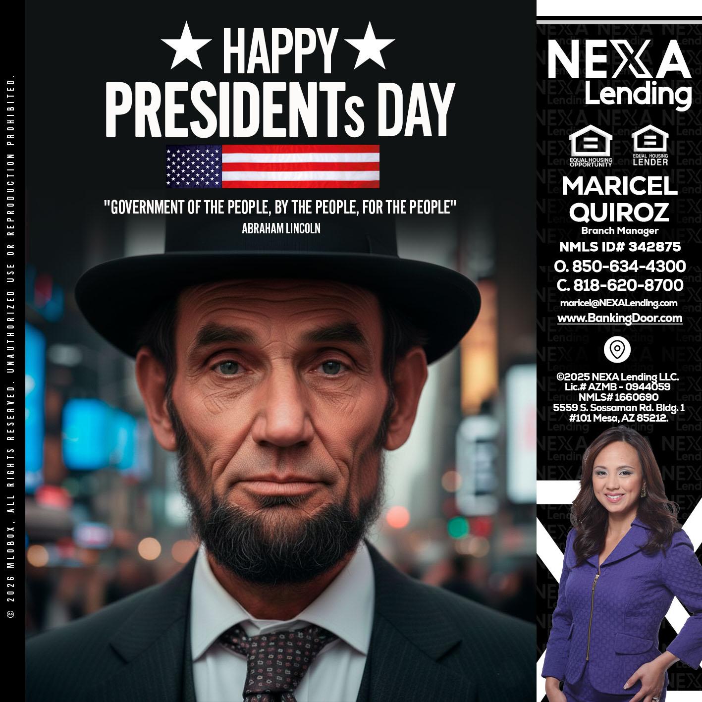 PRESIDENTS DAY - Maricel Quiroz -Branch Manager