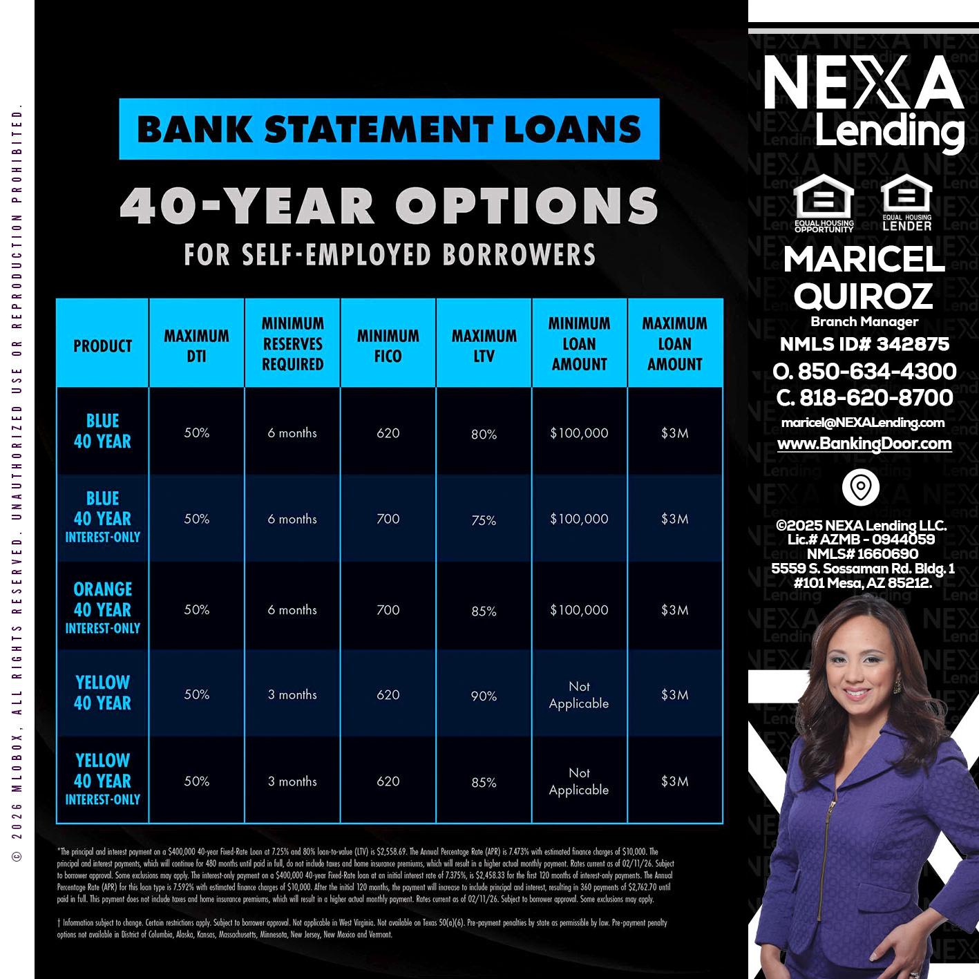 40 YR. OPTIONS - Maricel Quiroz -Branch Manager