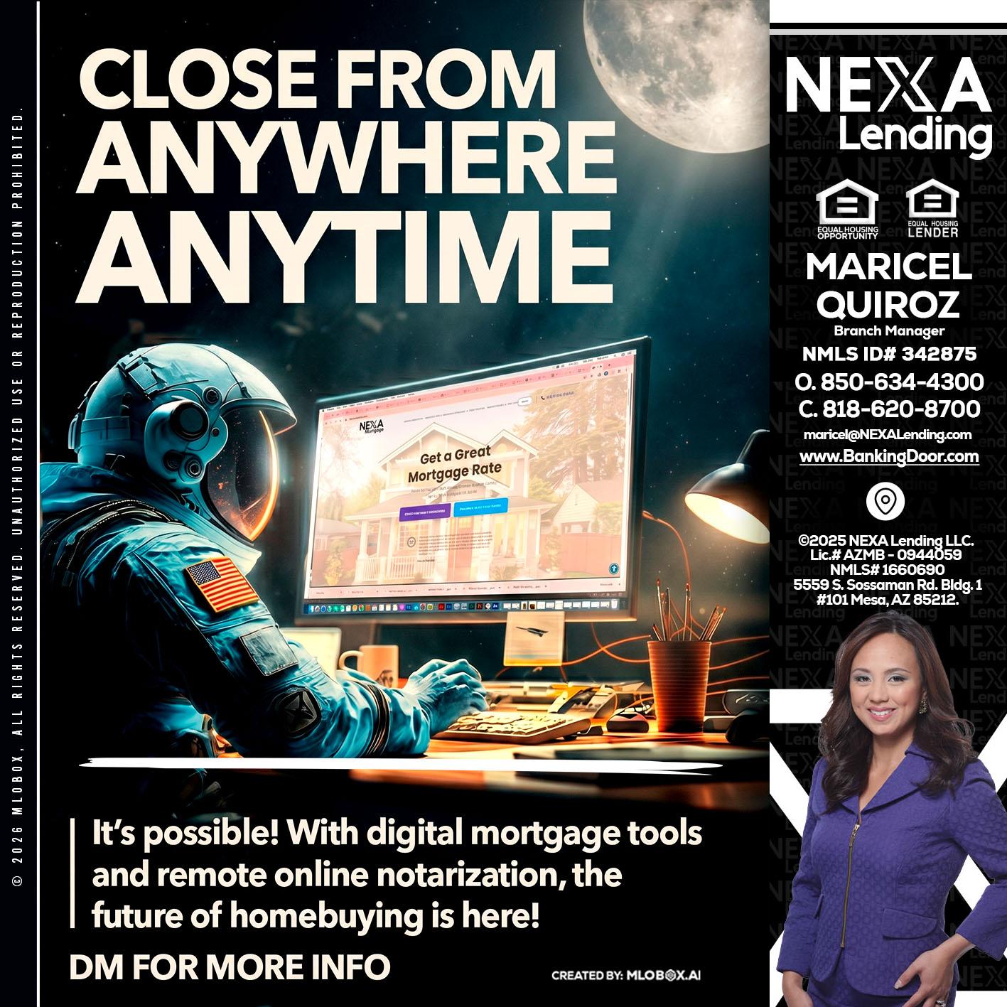 CLOSE FROM - Maricel Quiroz -Branch Manager