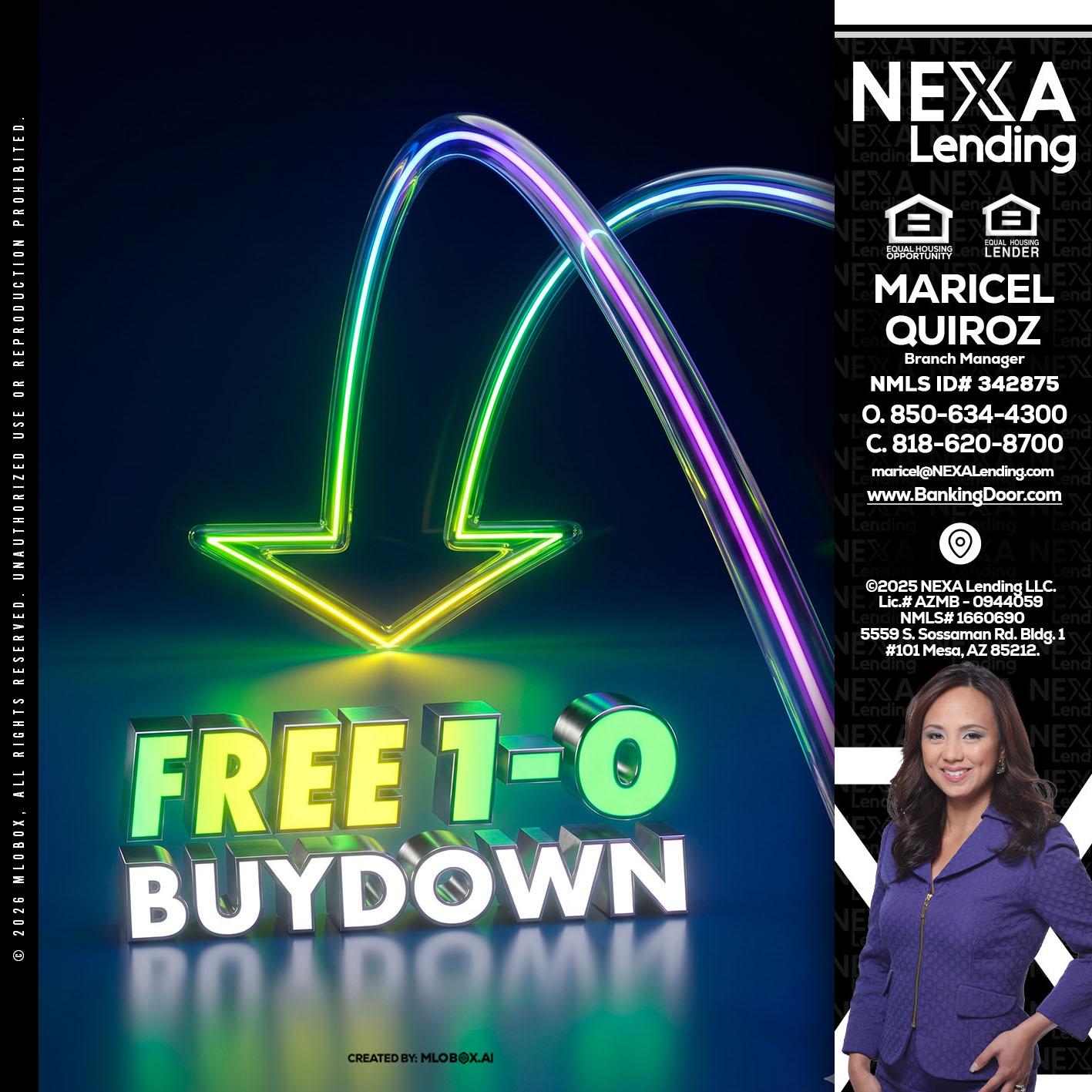 FREE 1-0 BUYDOWN - Maricel Quiroz -Branch Manager