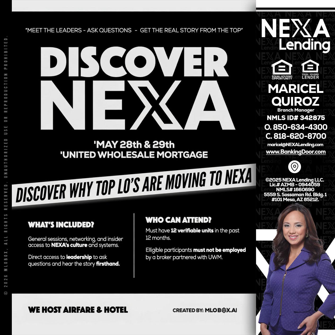 DISCOVER NEXA - Maricel Quiroz -Branch Manager