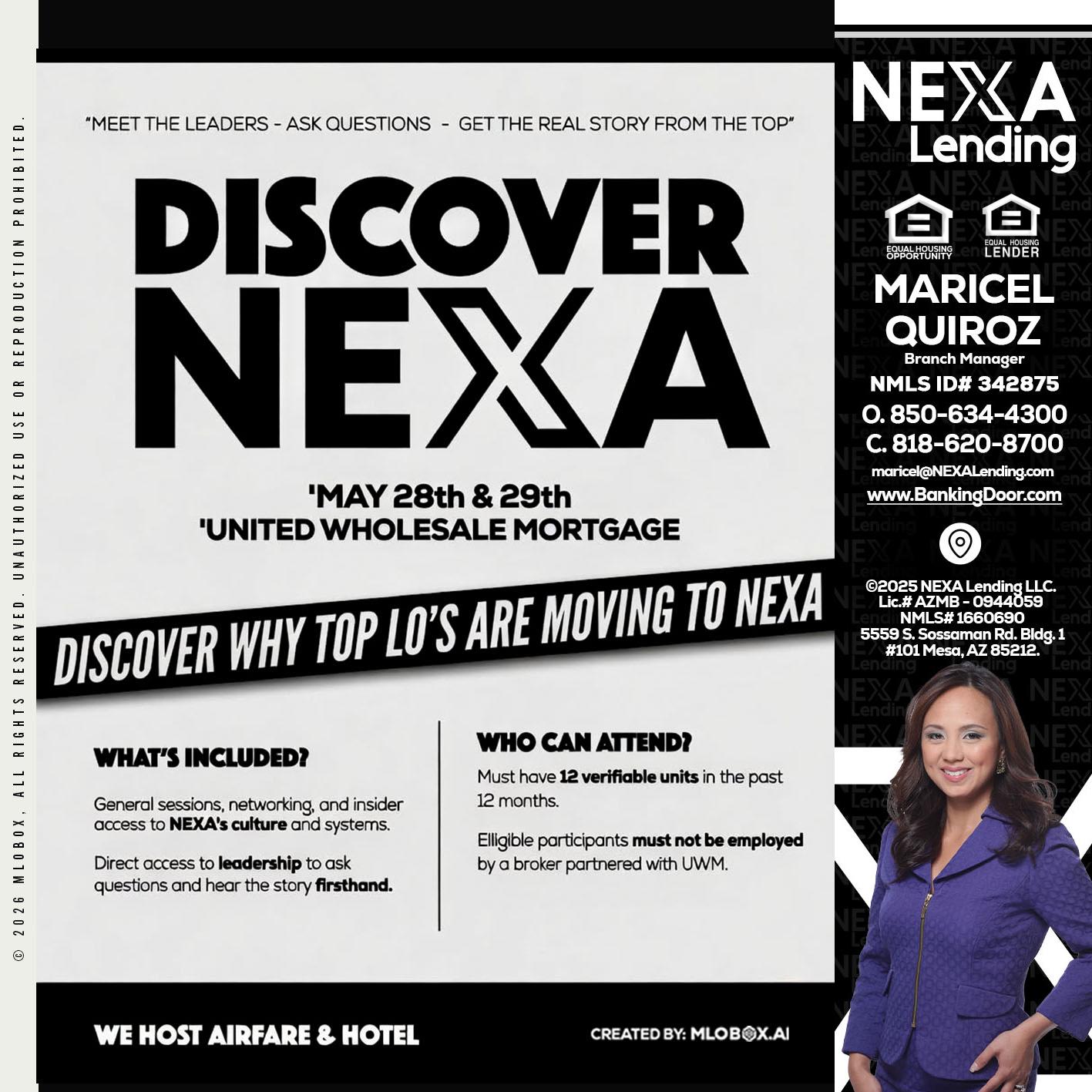 DISCOVER NEXA - Maricel Quiroz -Branch Manager