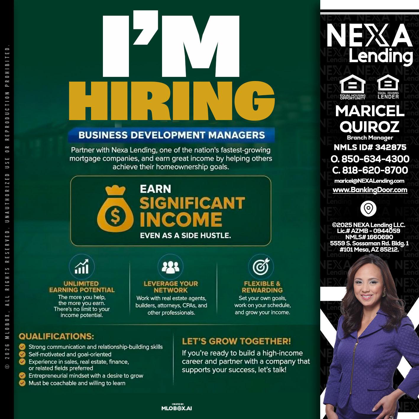 IM HIRING - Maricel Quiroz -Branch Manager