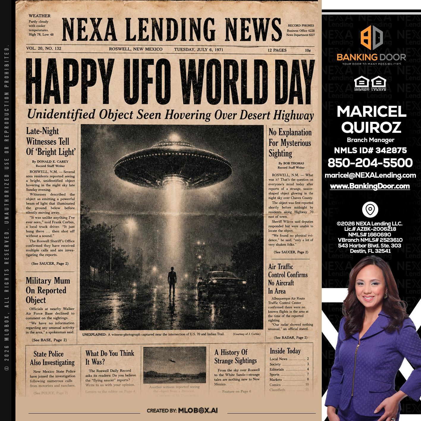 HAPPY UFO WORLD DAY - Maricel Quiroz -Branch Manager