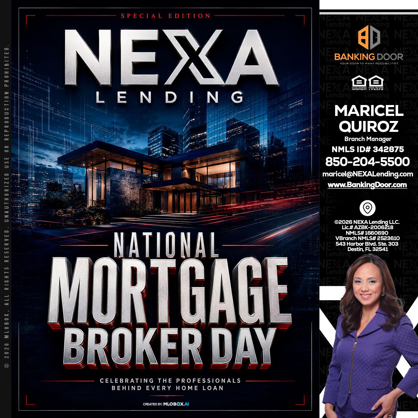NATIONAL MORTGAGE BROKER DAY - Maricel Quiroz -Branch Manager
