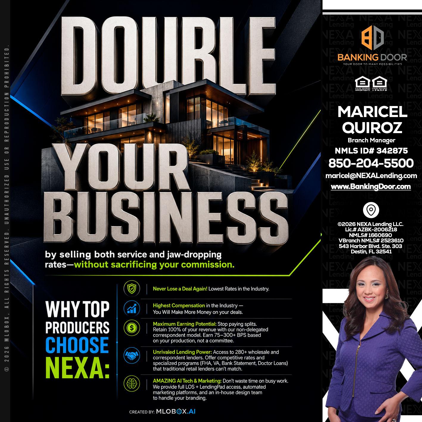 DOUBLE YOUR BUSINESS - Maricel Quiroz -Branch Manager