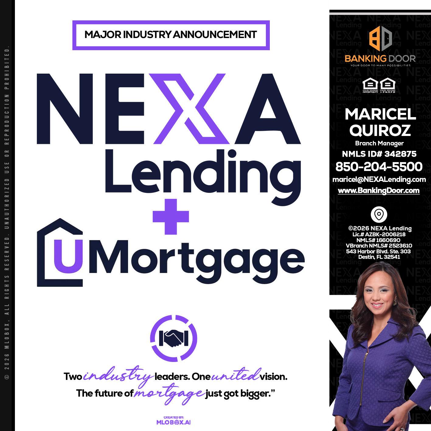 NEXA LENDING U MORTGAGE - Maricel Quiroz -Branch Manager