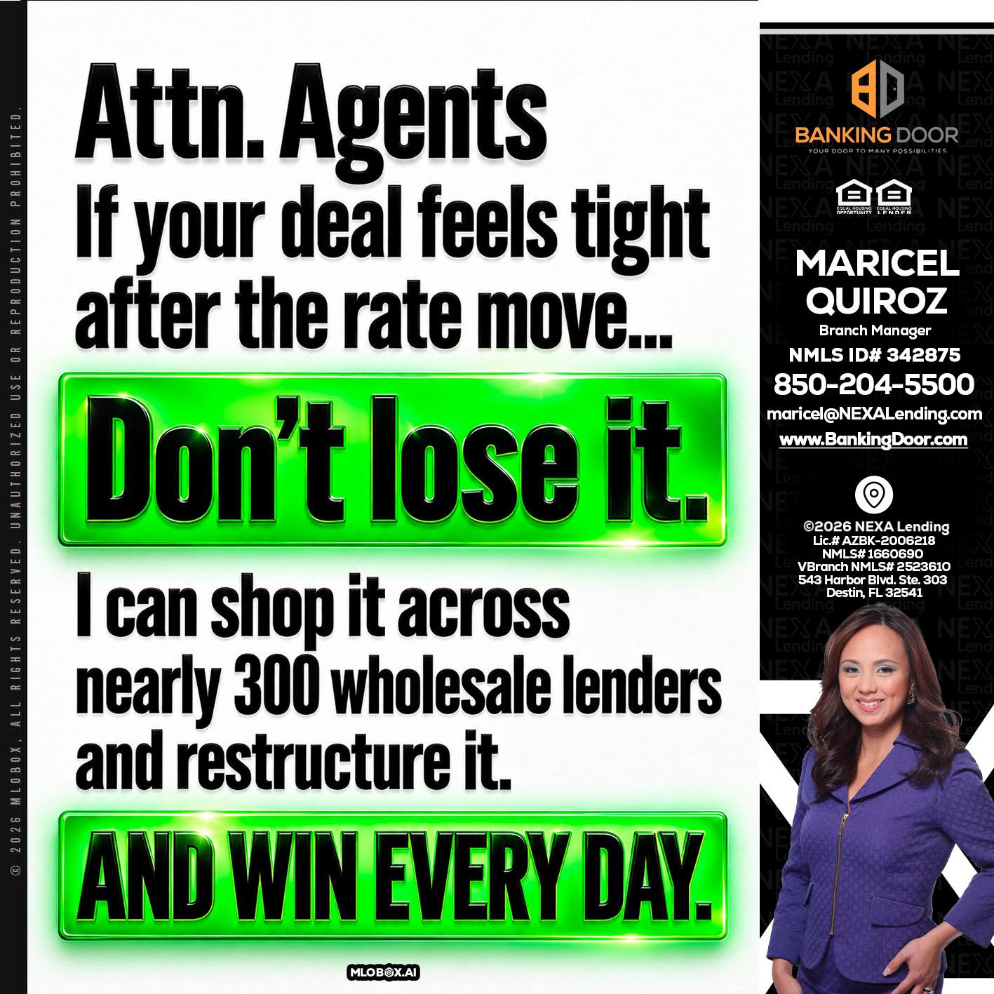 attention agents - Maricel Quiroz -Branch Manager