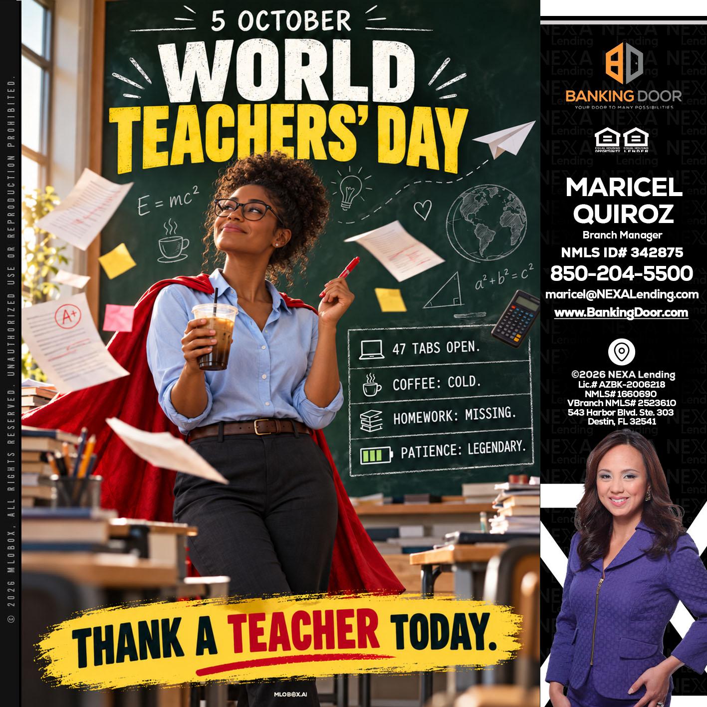world teacher day - Maricel Quiroz -Branch Manager