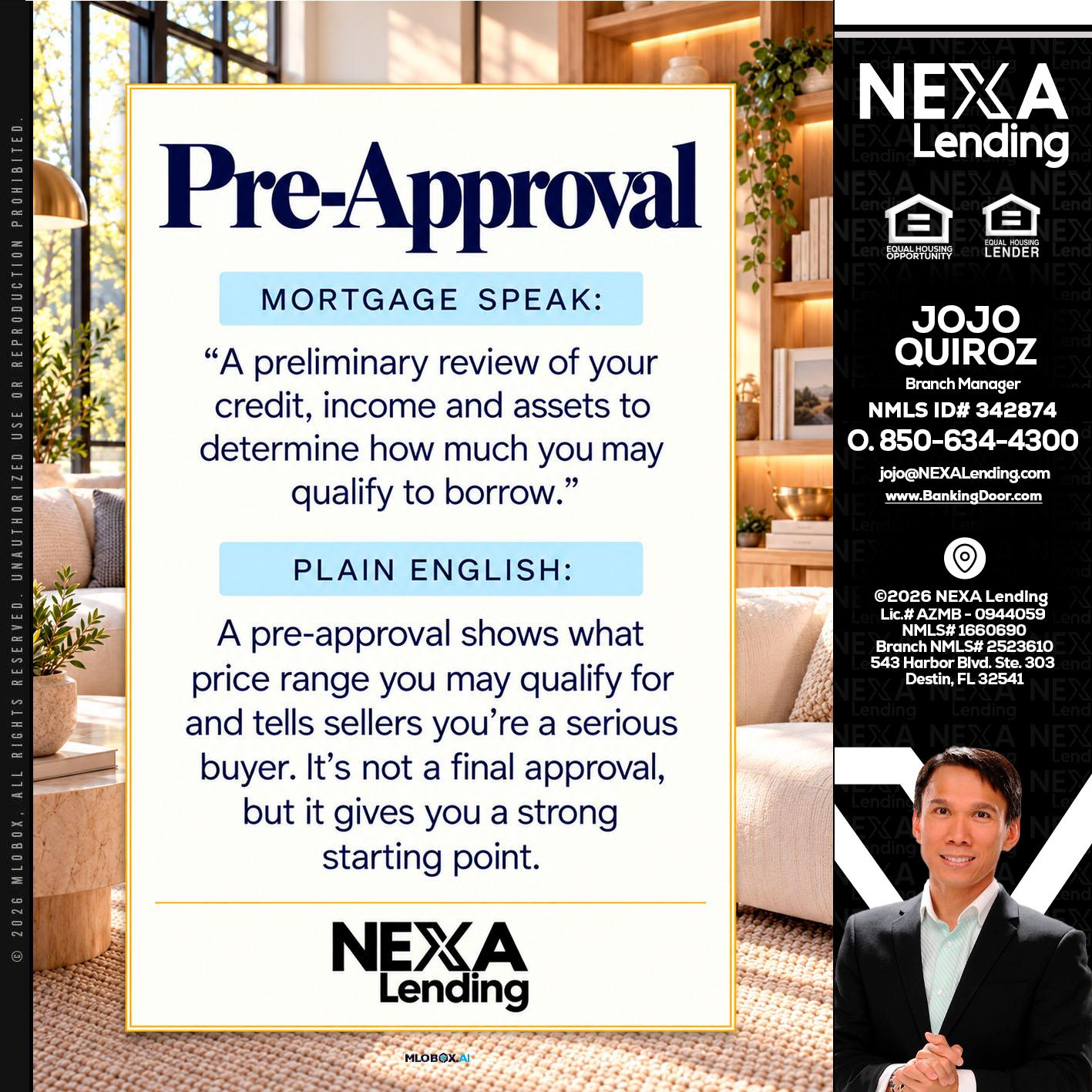 PREAPROVAL - Maricel Quiroz -Branch Manager