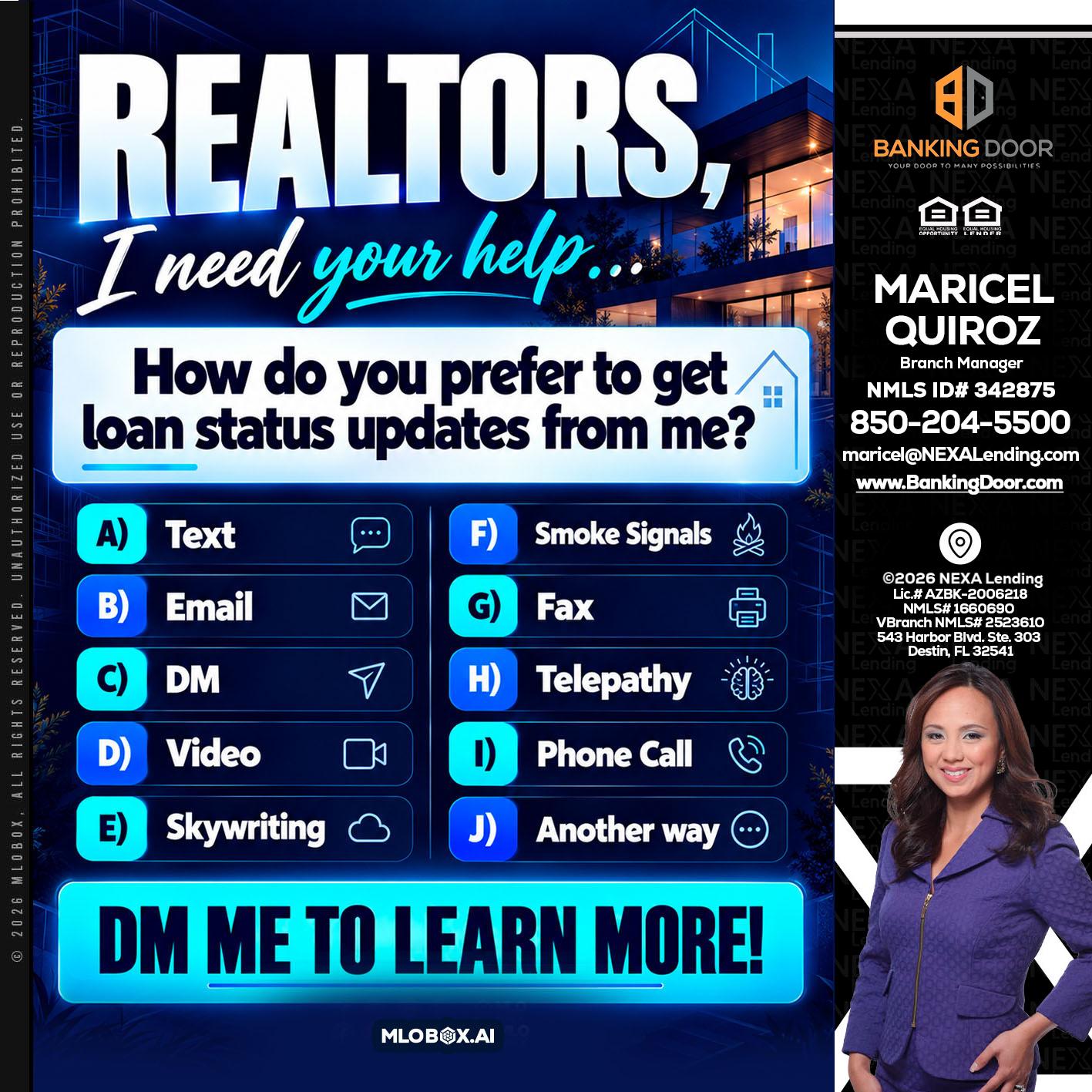 REALTORS - Maricel Quiroz -Branch Manager